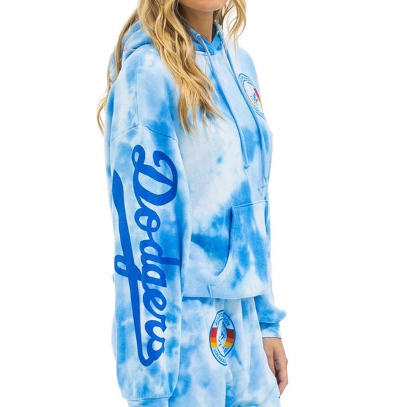 NWT Aviator Nation Blue Tie-Dye Dodgers Hoodie - Picture 2 of 5